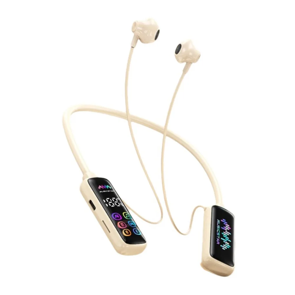 HD Screen Wireless Earphones HiFi Sound Noise Reduction Bluetooth Headset Bluetooth 5.4 Waterproof Neckband Headphones