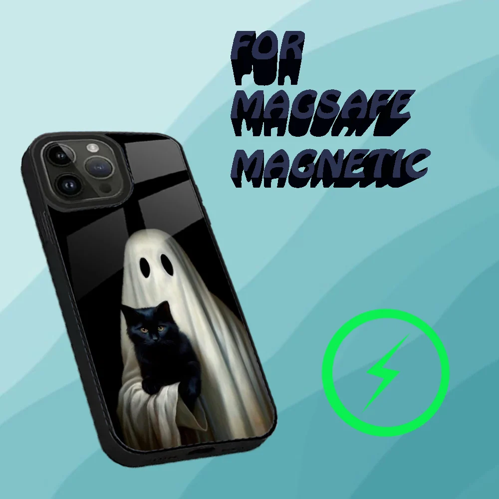 October Halloween Spooky Ghost Phone Case For iPhone 16,15,14,13,12,11,Plus,Pro,Max Mini Magsafe Magnetic Wireless Charging