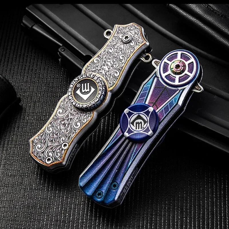 Fingertip rotary Knife Outdoor Tactical Knife Camping Survival Pocket folding blade knife 7Cr13Mov steel handle