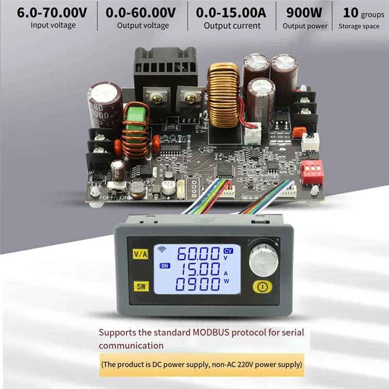 900W DC CNC Antihypertensive Boost Converter 6-70V Adjustable Power Supply Input Constant Voltage Solar Charging Module