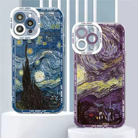 Paintings Starry Night Van Gogh Phone Case for Samsung Galaxy A13 A33 A32 A52s A12 A21s A23 A53 A72 5G A73 A52 A42 A22 Cover