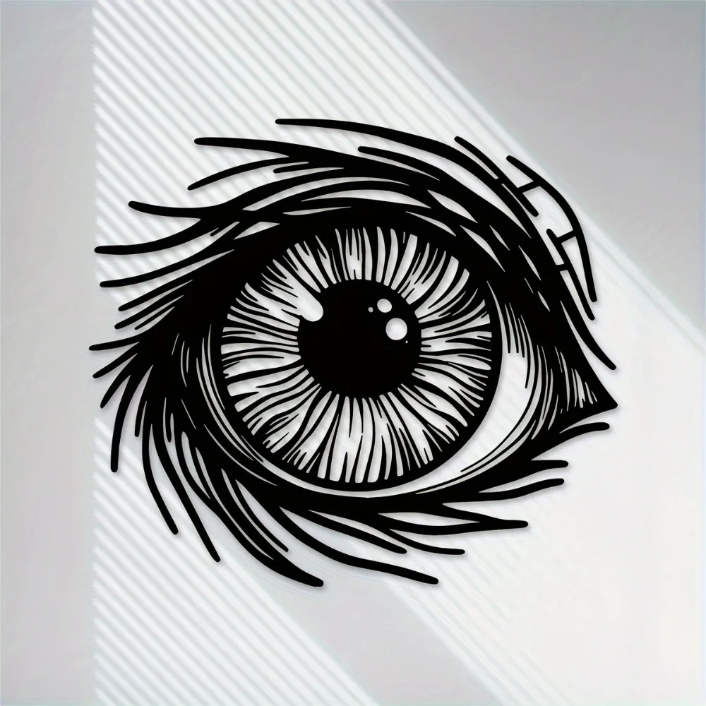 1pc Abstract Gothic Metal Wall Art, Optical Illusion Eye Design, Black Hanging Home Decor for Housewarming