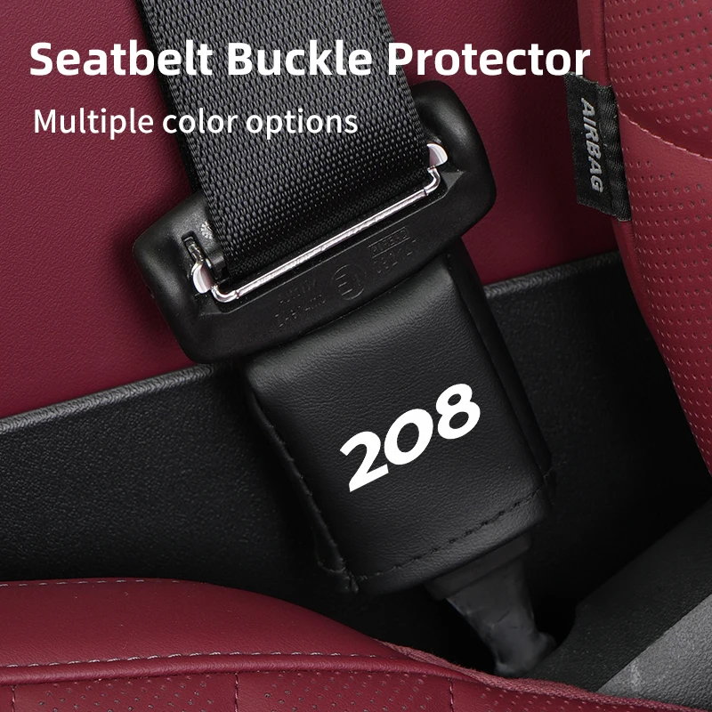 Car all inclusive leather seat belt base cover, scratch resistant interior For Peugeot 407 508 2008 5008 307 308 3008 207 208
