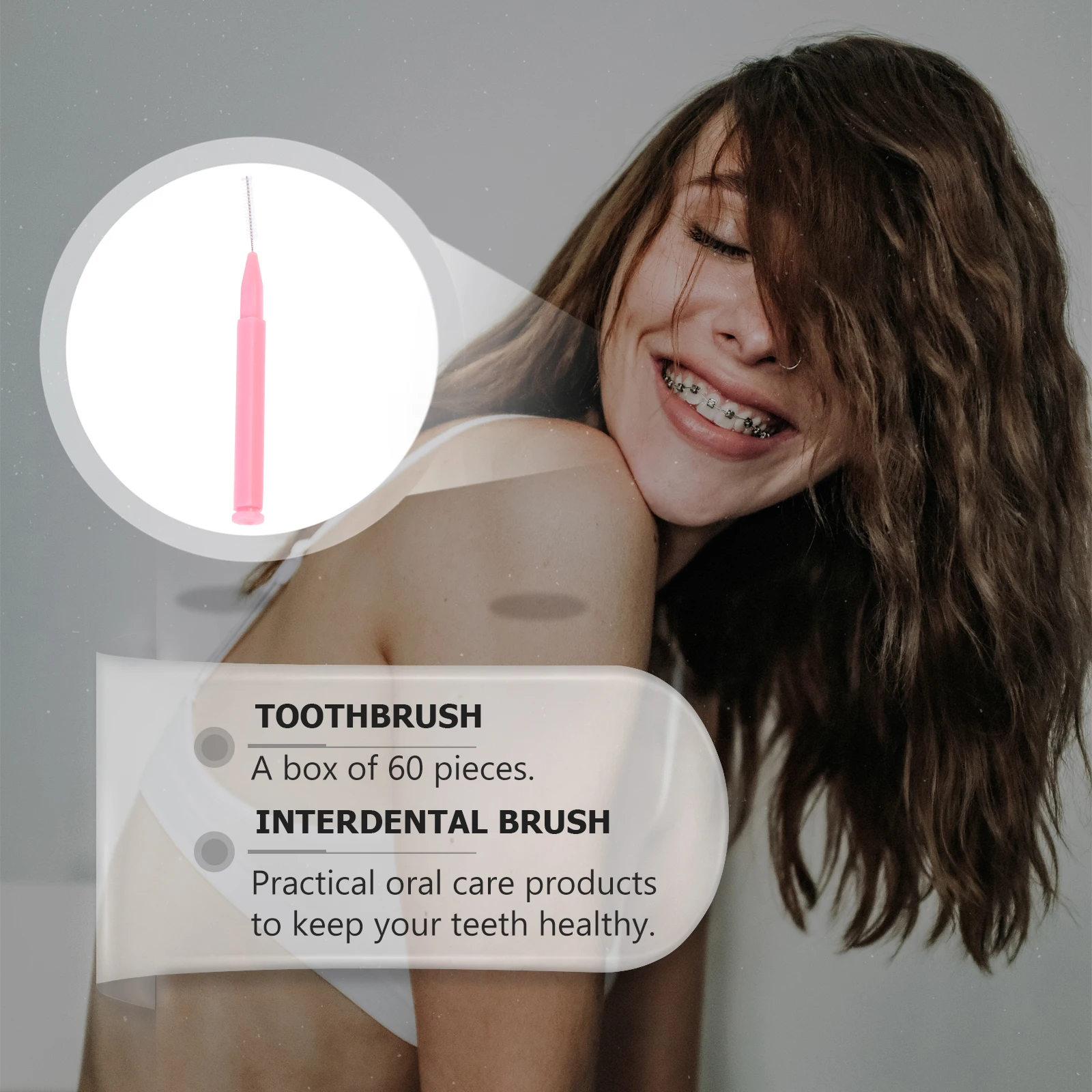 

60 pcs Inter-Dental Brushes I-Shaped Teeth Cleaner Flossers For Oral Care Gap Cleaning Home Travel Office Practical Convenient
