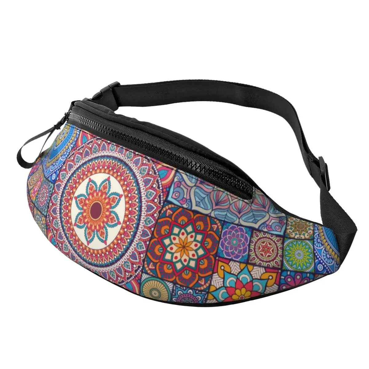 Custom Bohemia Style Ethnic Floral Mandalas Pattern Fanny Pack for Men Women Crossbody Waist Bag Travel Hiking Phone Money Pouch