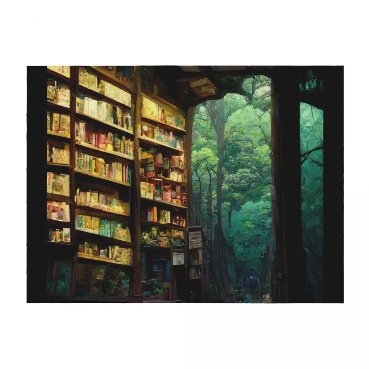 

Magical Bookstore in the Woods Throw Blanket Beach Vintage Luxury St Kid'S Blankets
