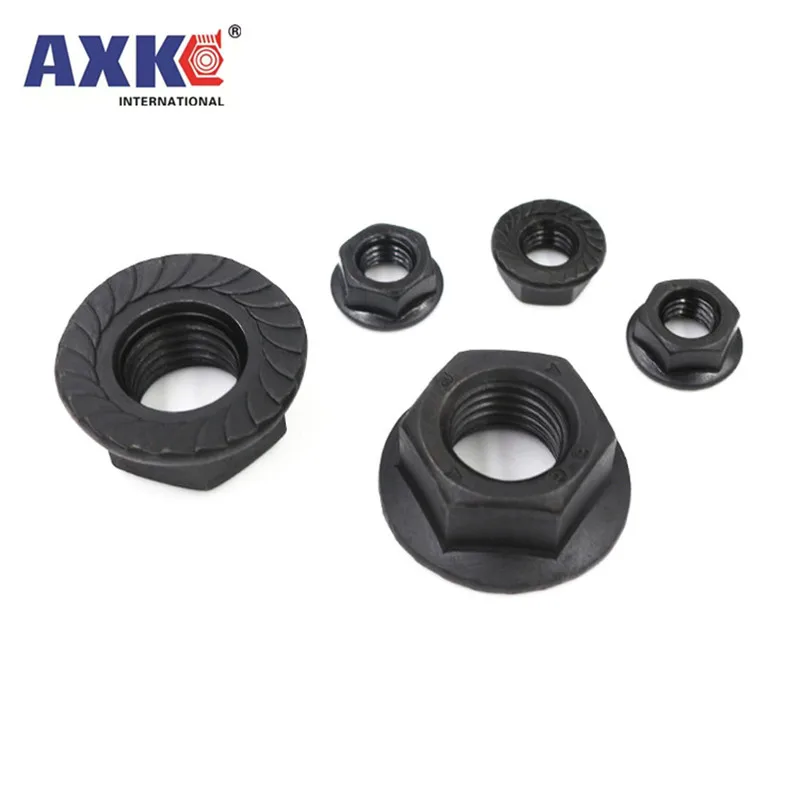 2/10pc M3 M4 M5 M6 M8 M10 M12 High Quality Black A2-70 304 Stainless Steel Hex Head Serrated Spinlock Flange Nut Locknut DIN6923