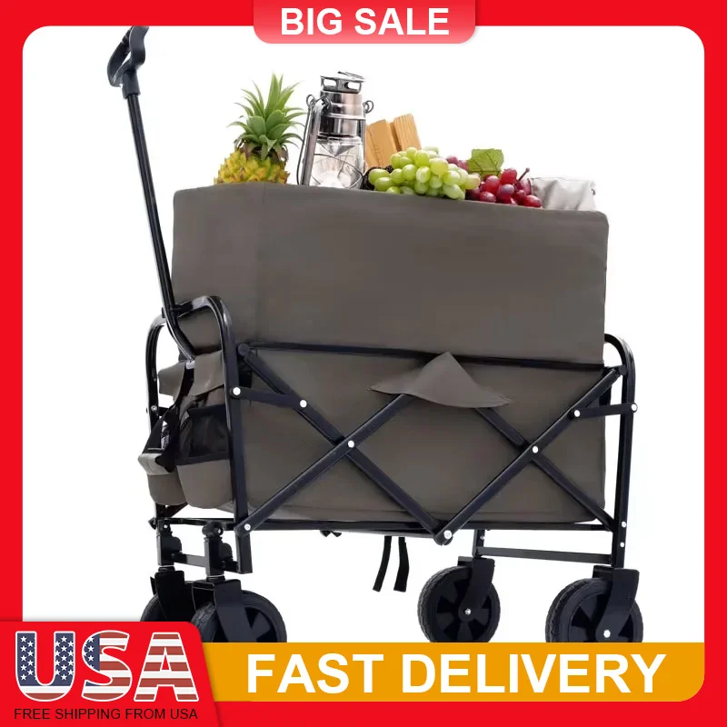 

Foldable Beach Wagon Cart with Wheels 225lb Capacity Lightweight Collapsible Utility Cart for Camping Outdoor Picnic Beach