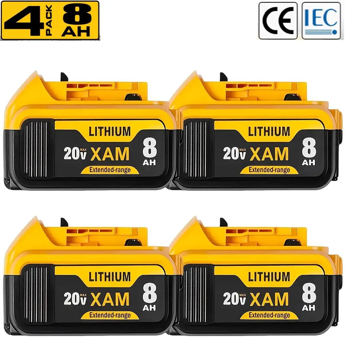 8Ah Replacement Compatible for Dewalt 20V Max Battery with High Capacity Batteries Cordless Power Tools 20 Volt Baterías DCB201 DCB203 DCB204 DCB205 DCB205c DCB205-2 DCB206 2 Pack Batteries Pilas