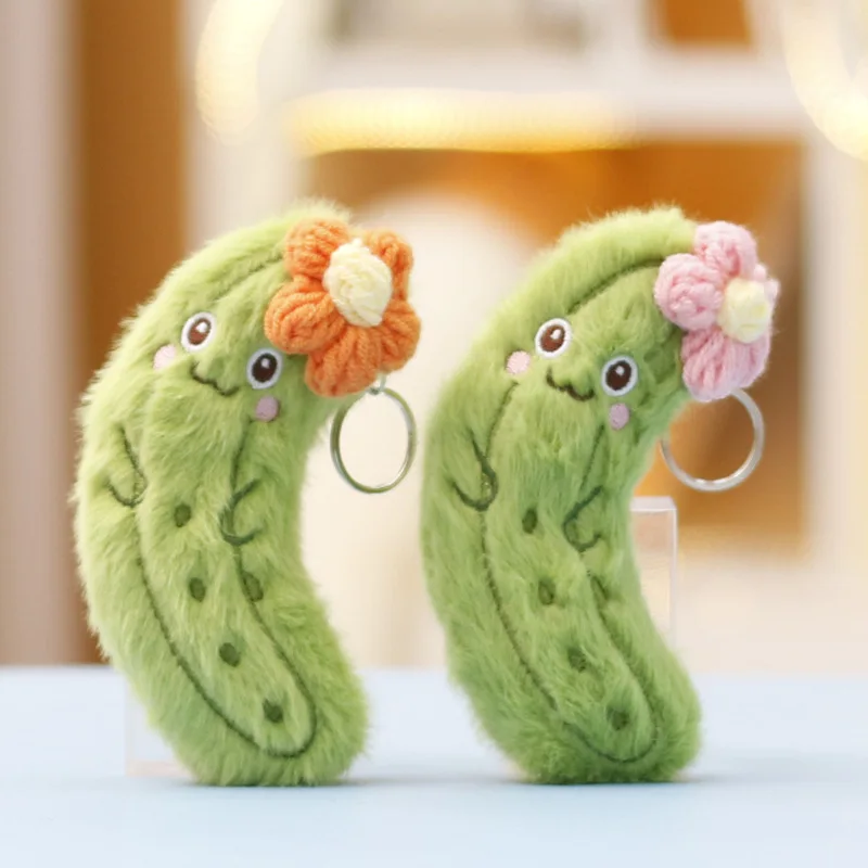 12 cm Lustige Gurken Streifen Plüsch-schlüsselbund Kreative Obst Puppe Schlüsselring Frauen Rucksack Tasche Anhänger Kinder Geburtstag Geschenk Zubehör