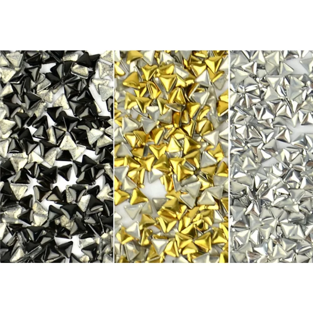 300 Pcs/ Set  6 Styles Silver / 3D Shiny Metallic Luster Nail Decoration Wheel Round Stickers Area Punk Rivet Studs