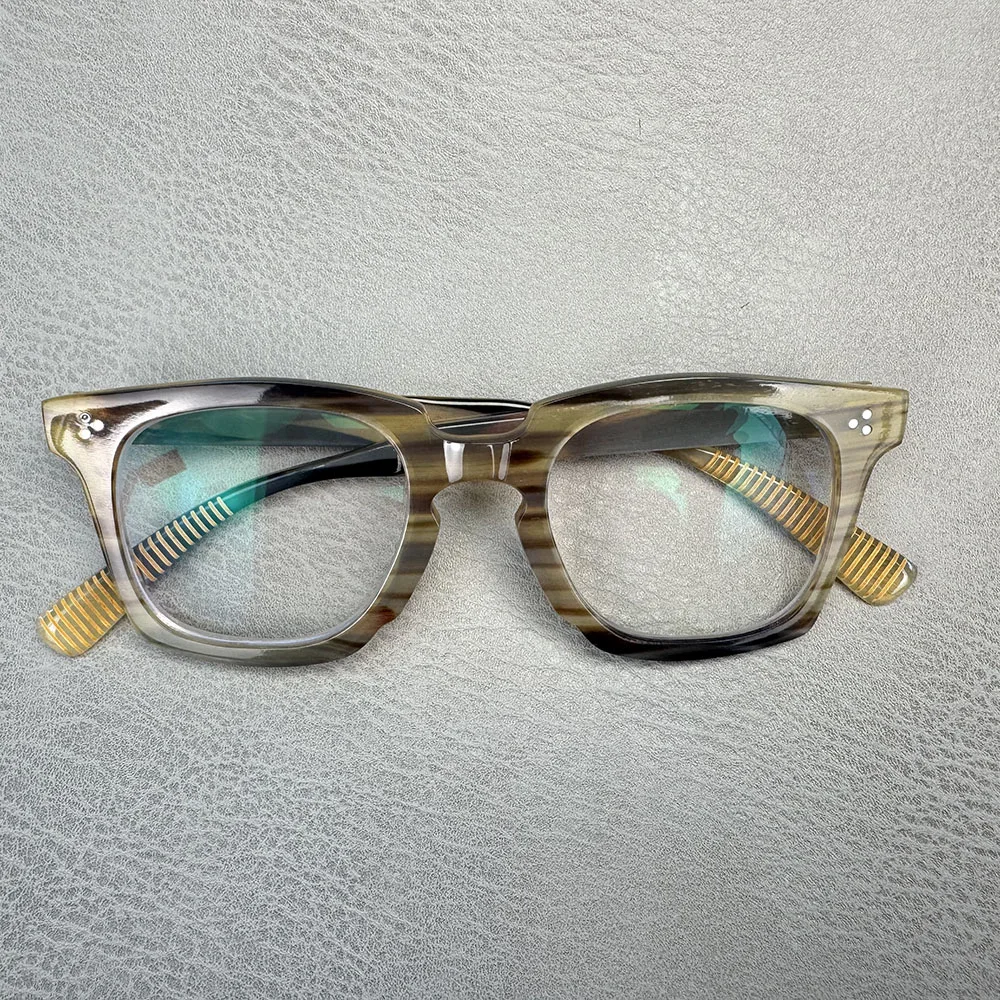 

Оправы для очков, уникальные квадратные ретро винтажные оправы большого размера ручной работы с медовым черным рогом, мужские оправы для очков по рецепту, оптические очки