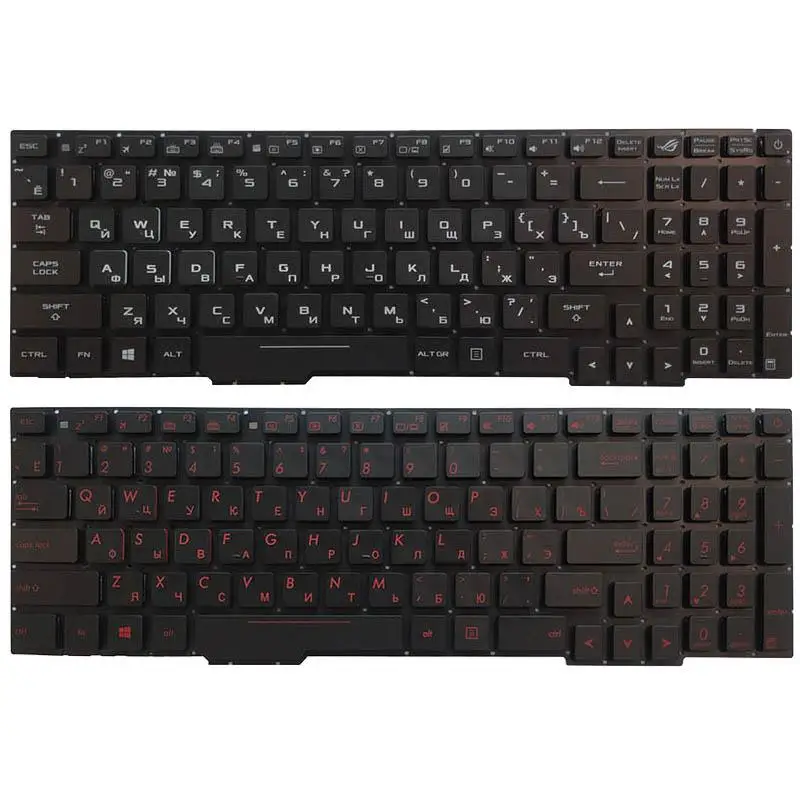 2025 New Russian Laptop Keyboard For ASUS GL753 GL753V GL753VE GL753VD with backlit red/white