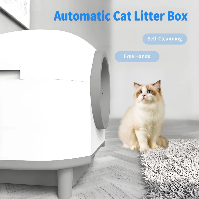 80L Smart Automatic Cat Litter Box Self-Cleaning Enclosed with APP Alerts Odor Control Safety Sensor Easy Clean for Large Cats