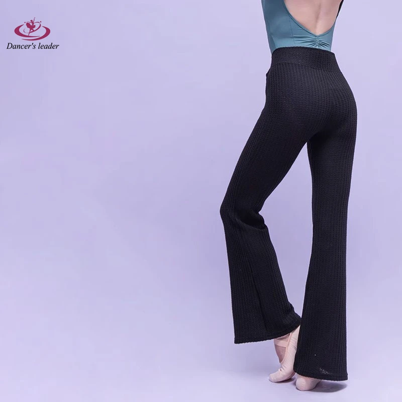 Pantaloni da ballo pantaloni lunghi caldi a vita incrociata pantaloni Micro svasati pantaloni da allenamento per donne adulte pantaloni da ballo moderni neri