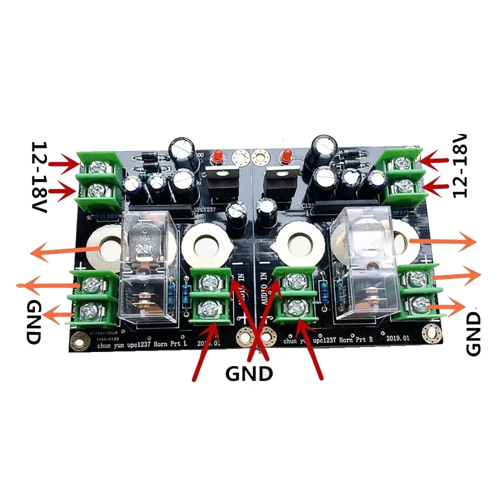 UPC1237 Speaker Protection Board with Relay for HIFI Power Amplifier Output Protection Circuit AC12V-18V