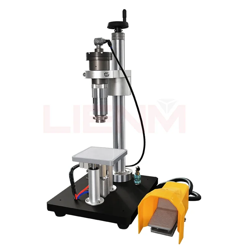 semi automatic pneumatic glass or plastic perfume bottle capping machine , perfume crimping sealer