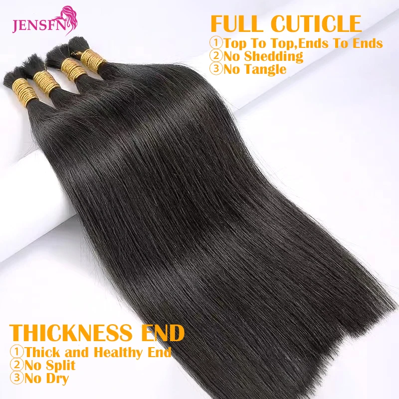 JENSFN Bulk Hair Extensions Human Hair Straight 16