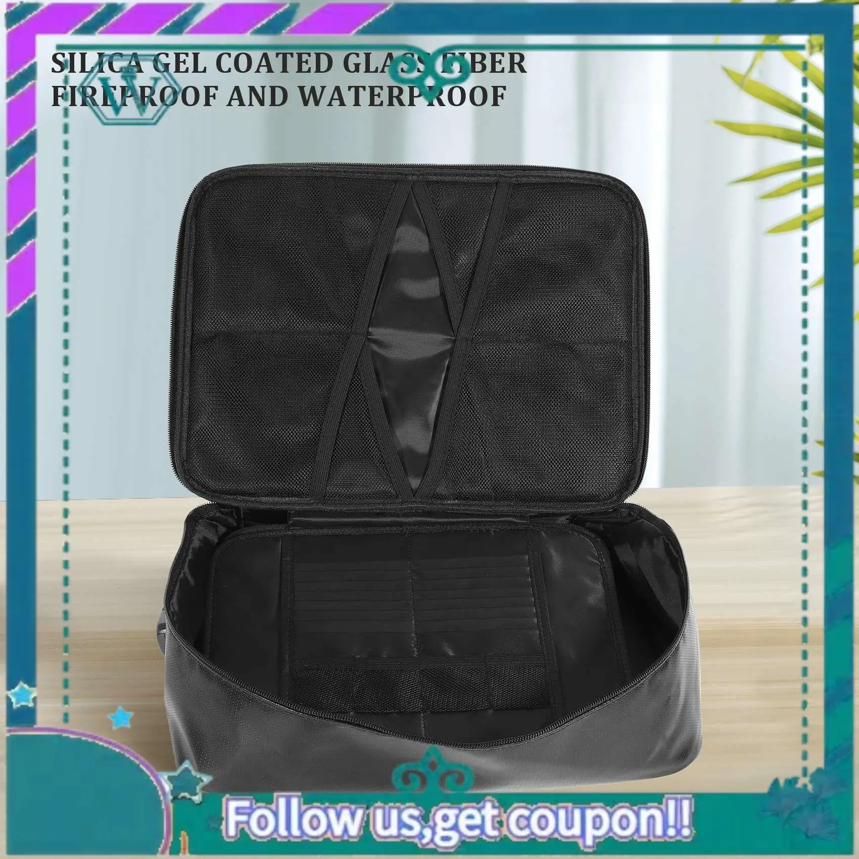 Sac à documents amélioré avec serrure, ignifuge à 3 couches avec fermeture éclair, pour ordinateurs portables