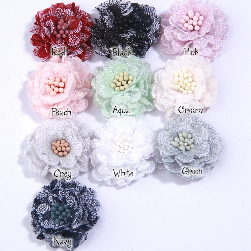 120Pcs 3cm Chiffon Organza Fabric Rose Flowers Wedding Dress Girls Clothing Headwear Decoration