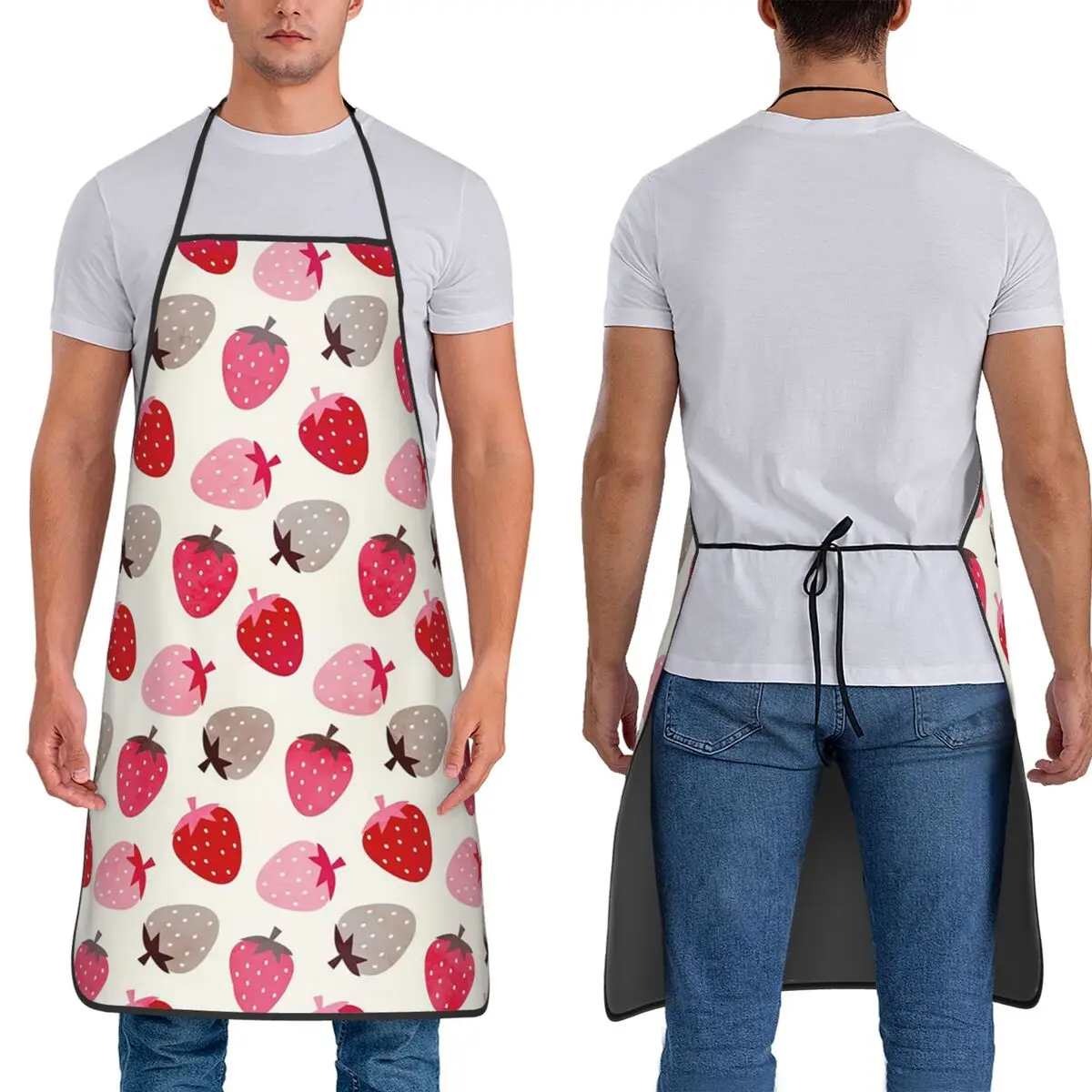 Strawberry Fields Aprons Chef Cuisine Tablier Waterproof Bib Kitchen Cleaning Pinafore for Women Men Gardening