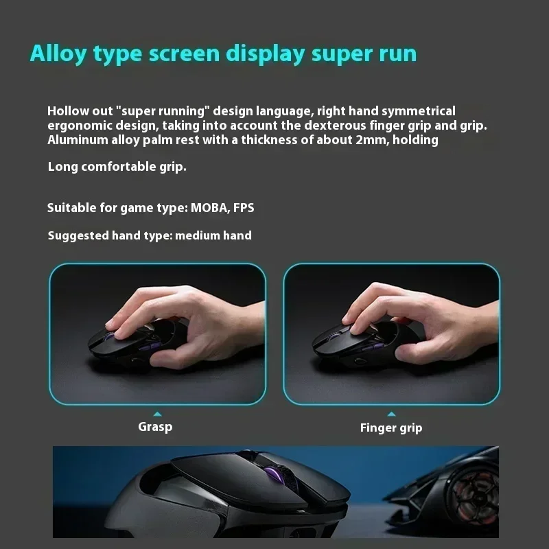 Imagem -03 - Mouse para Jogos sem Fio Modo Duplo 4k Rgb Ergonômico Display Oled Paw3395 Presente Programável do Gamer do pc Rapoo-vt960pro