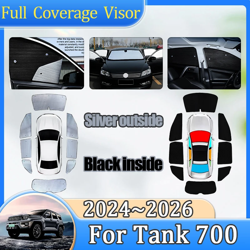 

For GWM Tank 700 2024 Hi4-t 2025 2026 Foldable Outdoor Car Full Windshield Sun Visors Window Blind Shade Anti-UV Car Accessories