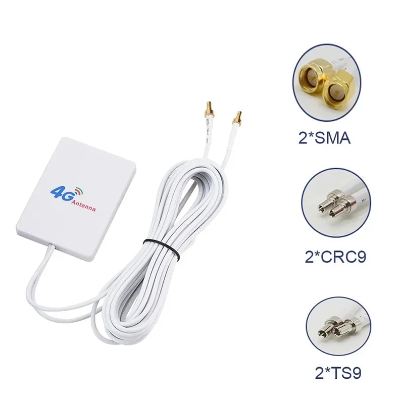 4G LTE 700-2700MHZ Dual Cable ZTE Huawei Modem Router Antenna SMA/TS9/CRC9 10dbi External Enhanced Network Wifi Plate Antenna