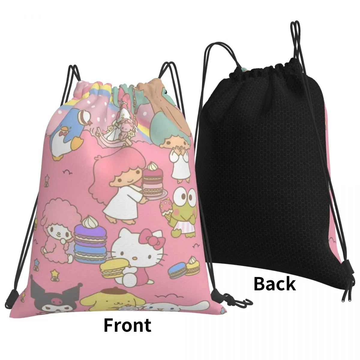 Custom Name Waterproof Outdoor Beach Swimming Sports Drawstring Backpack Sanrio Hello Kitty Melody Kuromi Organizer Gym Storage