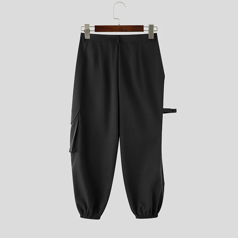 INCERUN Men Pants Solid Button Hollow Out Fashion Cargo Pants For Man Streetwear Joggers 2026 Fashion Casual Trousers Pantalones