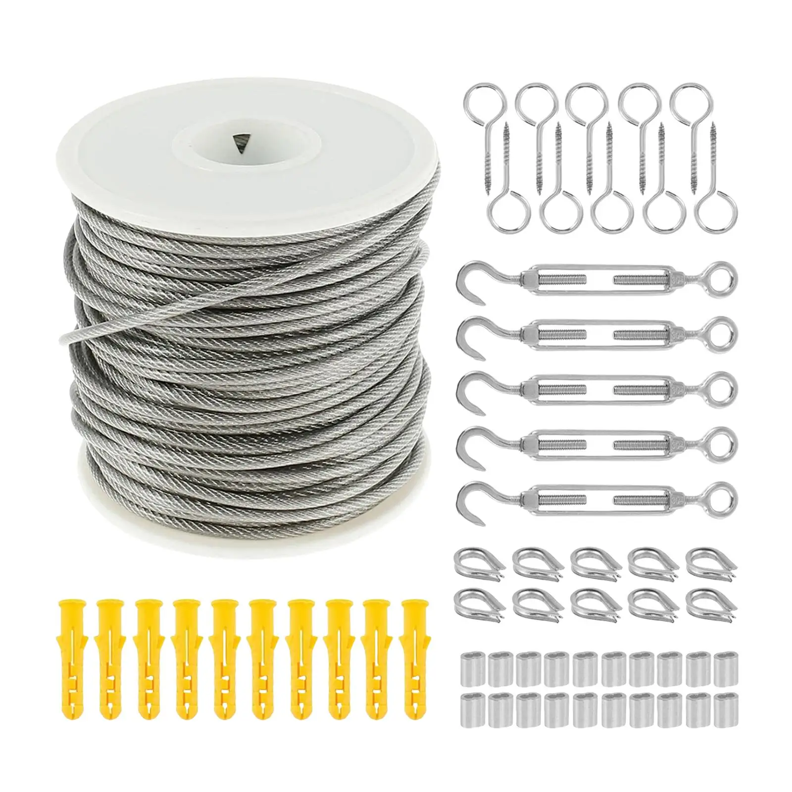 Cable Rope Kit Multipurpose Sturdy Heavy Duty Catenary Wire Kit for Outdoor Cleaning