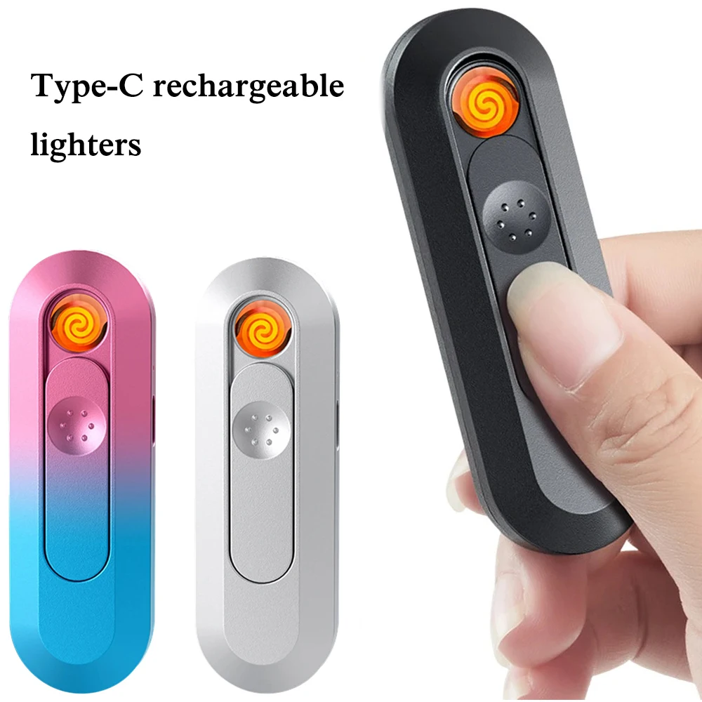 

2PC/1 Mini Type-C Rechargeable Cigarette Lighter Portable Flameless Lighters, Personalized Men's Fashion Gadget