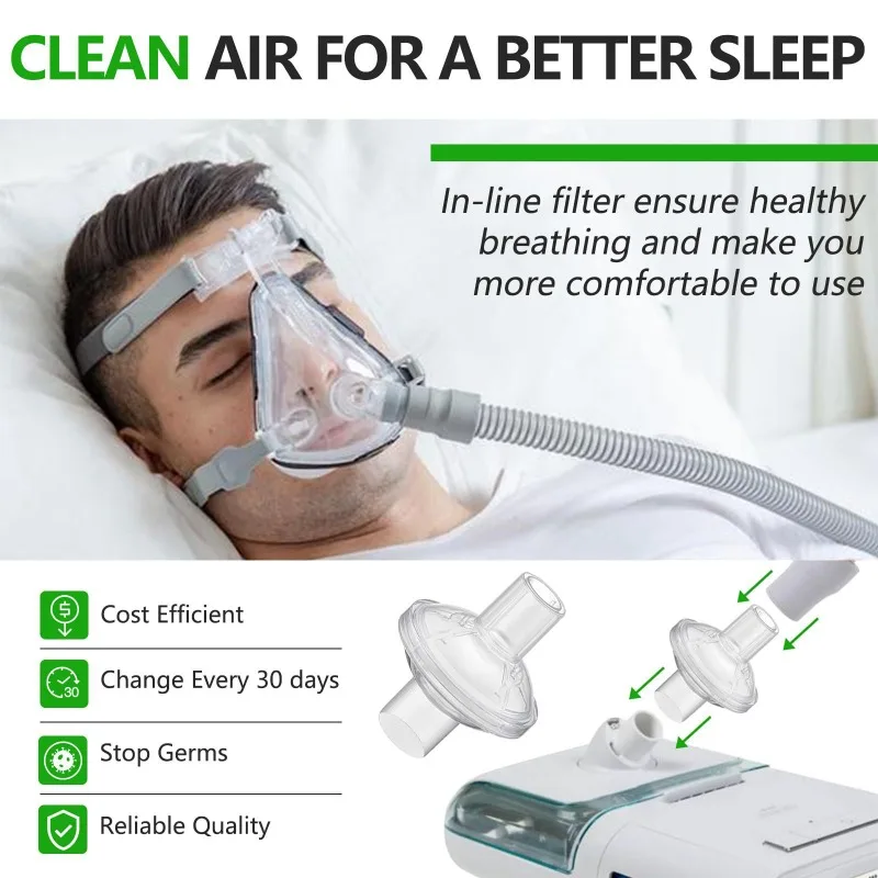 3 pieces Universal CPAP Bacterial Viral Filter, 2-Stage Filter Cotton, Disposable Heat Moisture Exchanger (HME) for Ventilator
