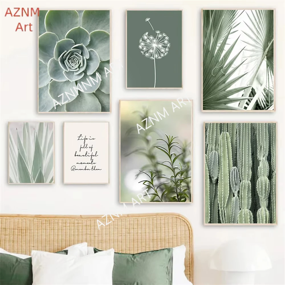 1pc Sukkulenten Kaktus Leinwand Poster Grüne Blätter Kunstdrucke Löwenzahn Wand Malerei Poster Bild Wohnzimmer Dekor