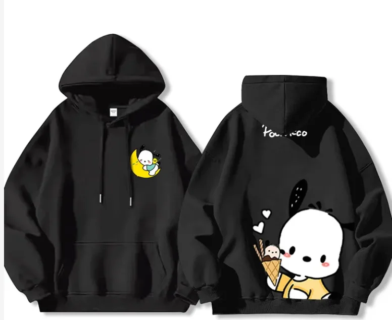 Bluza z kapturem MINISO Pochacco Męska Damska Modna Casualowa Fajny Pulower Harajuku Streetwear Bluzy Sportowe