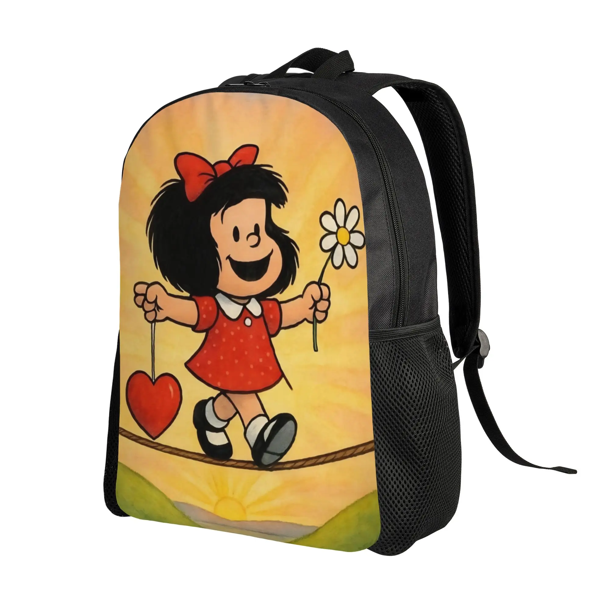 Mafaldas Love Smile Fashion Backpack Outdoor High School Hiking Travel  Daypack for Men Women Laptop Canvas Bags