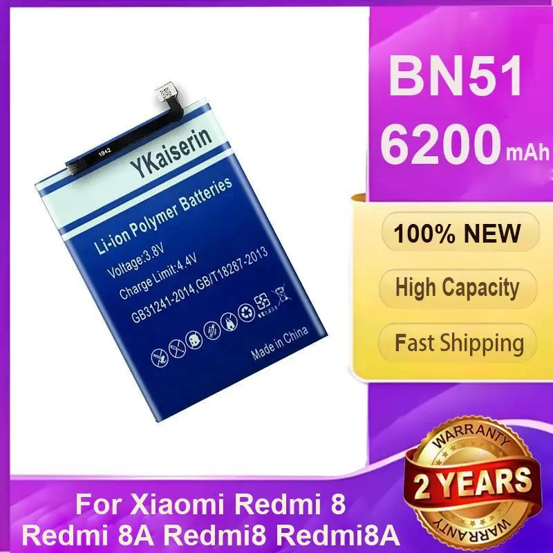 

Сменный аккумулятор для Xiaomi Mi 6200 мАч BN51 для Xiaomi Redmi 8 Redmi 8A Redmi8 Redmi8A, аккумулятор для телефона BN 51 BN-51