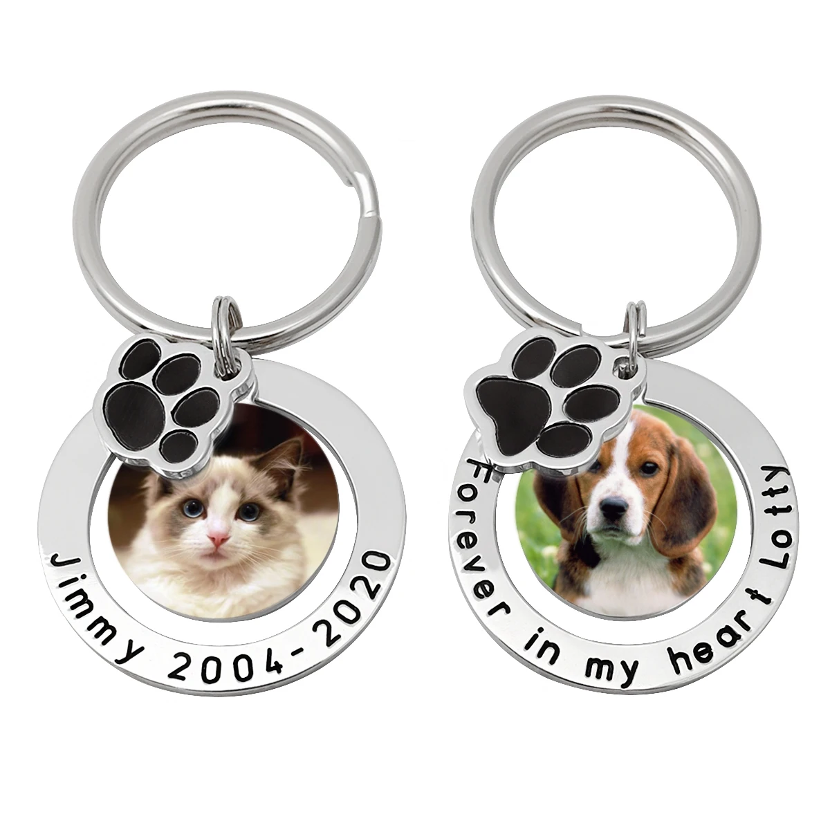 

Personalized Dog Photo Keychain Custom Picture Key Chain Cat Pawprint Engraved Keyring Animal Pet Lover Customized Memorial Gift