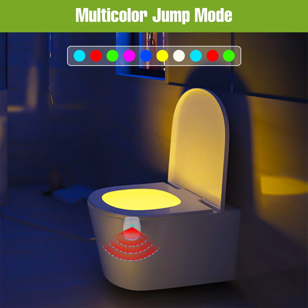 2Pack LED Toilet Lamp PIR Motion Sensor RGB Washroom Backlight 7 Colors Indoor Atmosphere Nightlight Home Bathroom Decor Lights