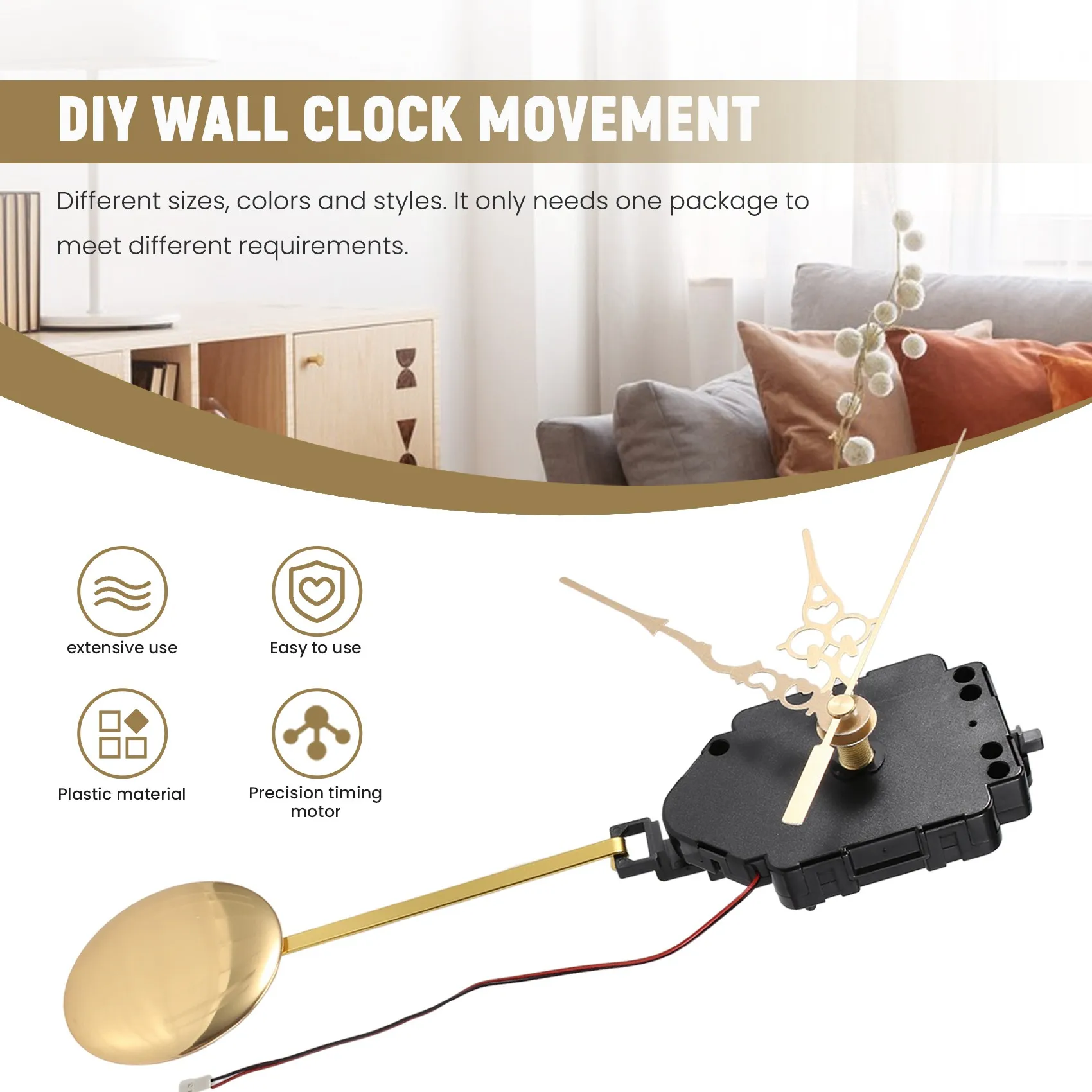 Quartz Pendulum Trigger Clock Movement Chime Music Box Completer DIY Wall Mechanism Repair Parts with 4Pairs Clock Hands