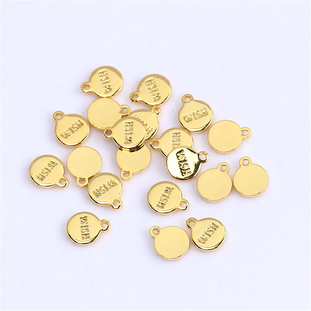 Domestic 14k Gold Coated Electroplating Color English Word Hang Tag Pendant DIY Accessories Fashion Versatile