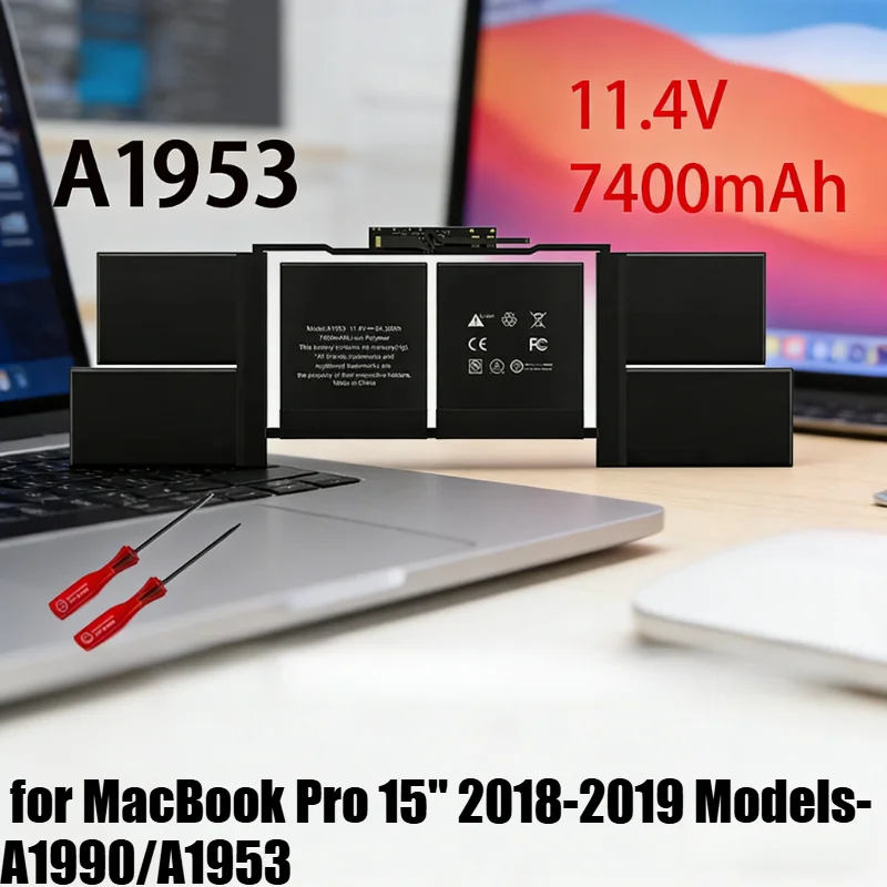 

7400mAh High Capacity Replacement Battery for MacBook Pro 15" 2018-2019 Models- Compatible with A1990/A1953 - Laptop Battery