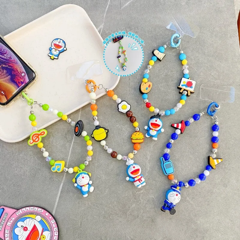 

Doraemons Cute Cartoon Beaded Phone Chain Creative Lovely Ornament Trendy Couple Best Friend Bag Hanging Decoration Gift