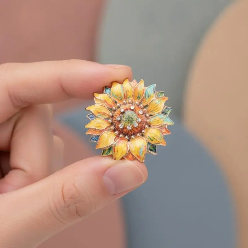 Van Gogh Sunflower Enamel Lapel Pin 1Pcs Unisex Art Brooch Badge for Backpack Jacket Decor Special Gift for Painting Lovers view 4