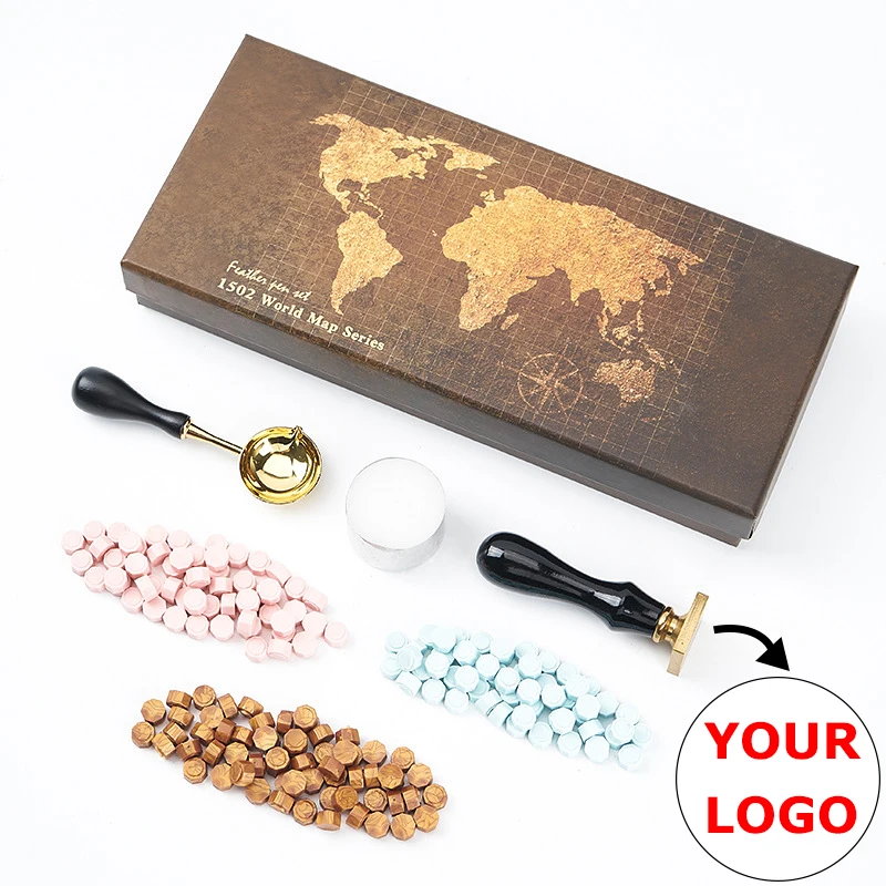 Custom Initial Wax Seal Stamp Kit Personazlied Logo Design Sealing Wax Stamper for DIY Vintage Paper Card Wedding Envelope