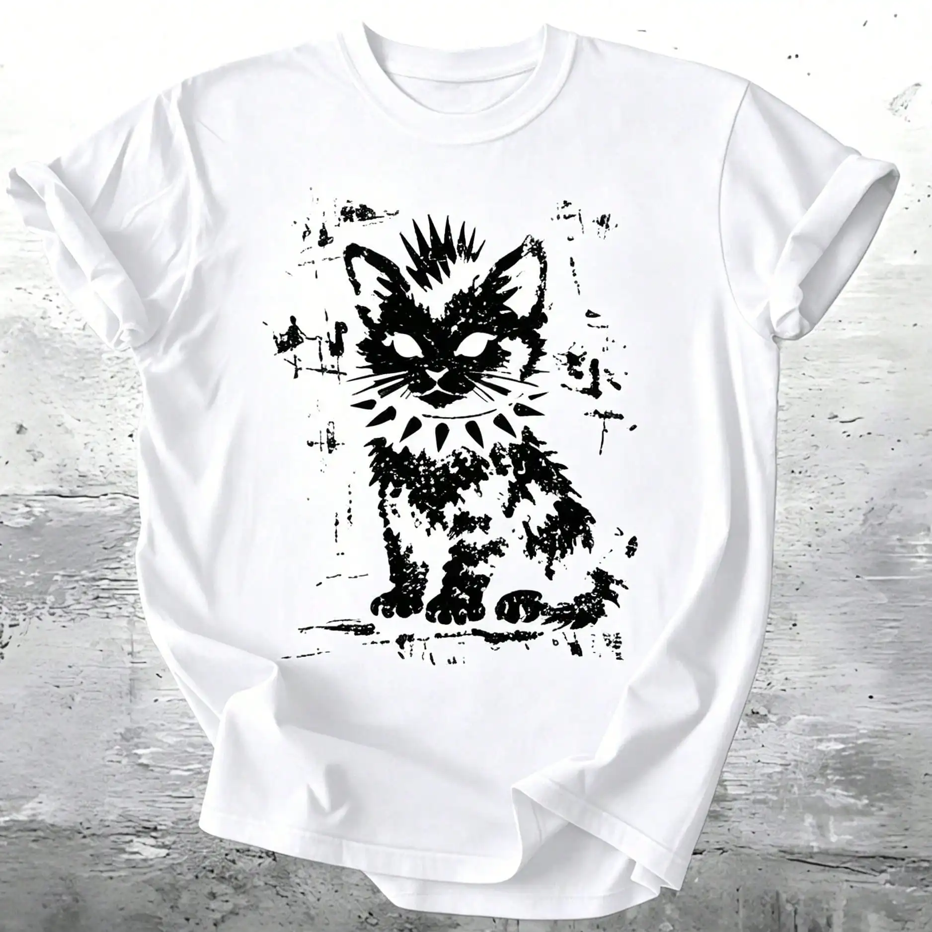 Vintage Funny Cat Shirt, Punk Kitten, Oversize, Womens, Mens, Colors T-Shirt
