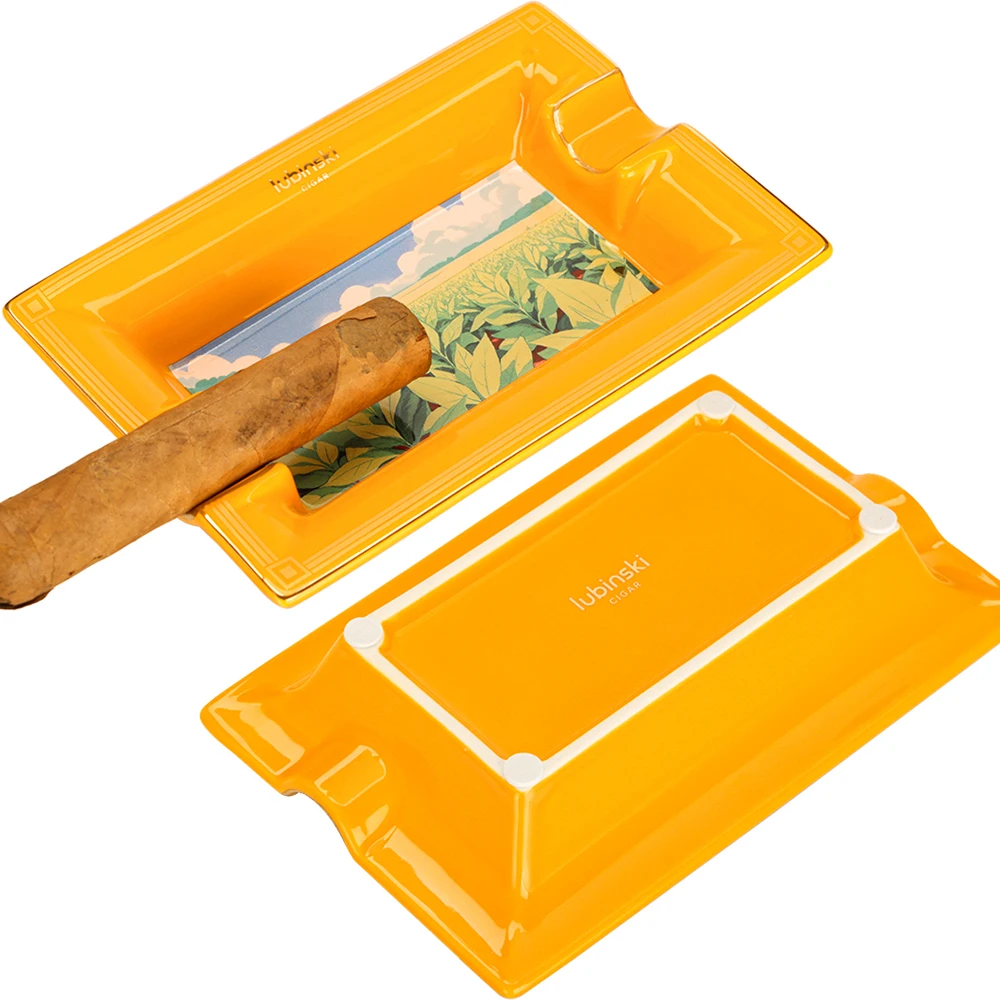 

LUBINSKI Colorful Painting Ceramic Ashtray Cigar Smoking Tool Portable Home Ashtrays With 2 Slot