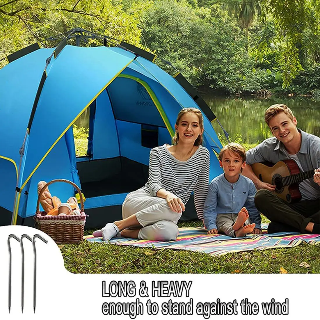 Tent Pegs 8 PCS 18cm Metal Heavy Duty Tent Hooks Aluminum Alloy Rust Free Camping Tent Ground Pegs