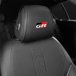 2PCS Leather Car Seat Headrest Protective Cover Accessories For Toyota GR Gazoo Racing Sport C-HR RAV4 Avensis Prado Prius TRD