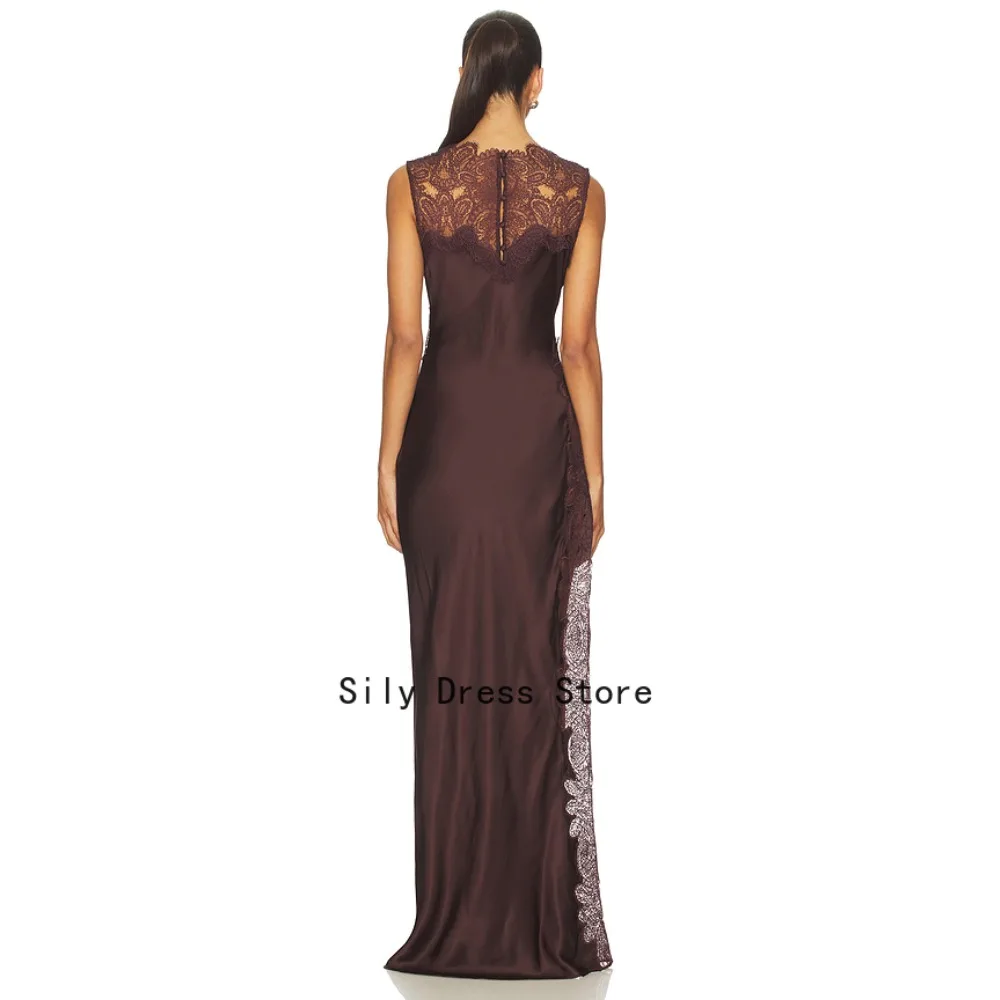 Customized Lace&Satin Evening Dresses Illusion Fashion Maxi Party Dress Long Elegant Modern Formal Prom Gown for Women 2026 image 3